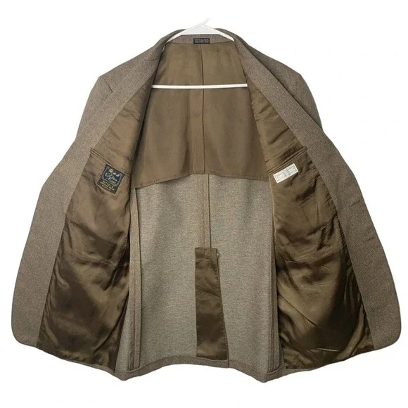 VTG 60s Rittels Western Wear Mens 42L Brown with Leather Trim Sport Coat - Picture 8 of 16